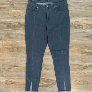 Isaac Mizrahi Live 16T Tall Gray Skinny Jeans Ankle Slit Raw Hem Stretch